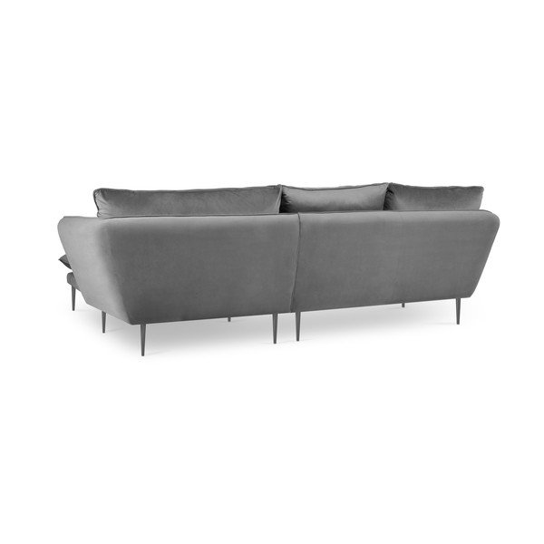 Šviesiai pilka aksominė kampinė sofa "Mazzini Sofas Acacia", dešinysis kampas-image-4
