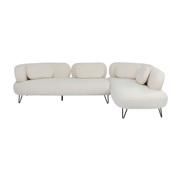 Kampinė sofa baltos spalvos iš boucle Peppo – Kare Design