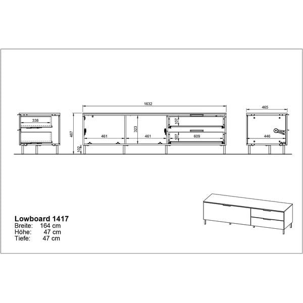 Šviesiai žalias TV staliukas 164x47 cm Kenora - Germania-image-4