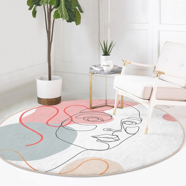 Skalbiamas/robotiniams dulkių siurbliams apvalios formos kilimas baltos spalvos ø 120 cm Comfort – Mila Home-image-2