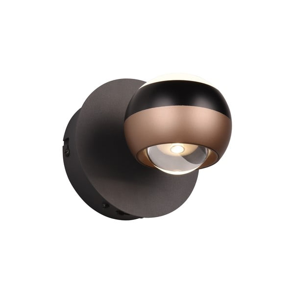 Sieninė lempa juodos spalvos/vario spalvos LED ø 10 cm Orbit – Trio Select