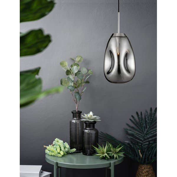 Blizgios sidabrinės spalvos iš stiklo kabantis šviestuvas ø 22 cm Lava – Nova Luce-image-1