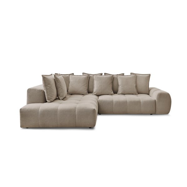 Taupe spalvos iš šenilinio audinio sulankstoma/su sandėliavimo vieta kampinė sofa (su kairiuoju kampu/„L“ formos) Everest – Bobochic Paris
