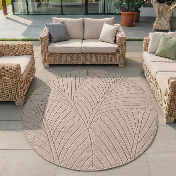 Smėlio spalvos apvalios formos lauko ir vidaus kilimas ø 160 cm Nova 1203 – Ayyildiz Carpets-image-1