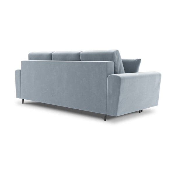 Šviesiai mėlynos spalvos iš velveto sulankstoma/su sandėliavimo vieta sofa 235 cm Kyoto – Cosmopolitan Design-image-3
