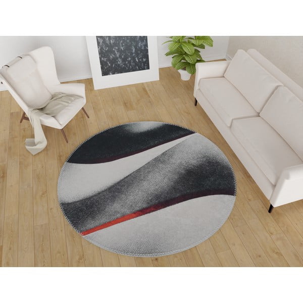 Skalbiamas apvalios formos kilimas juodos ir baltos spalvos ø 100 cm – Vitaus-image-1