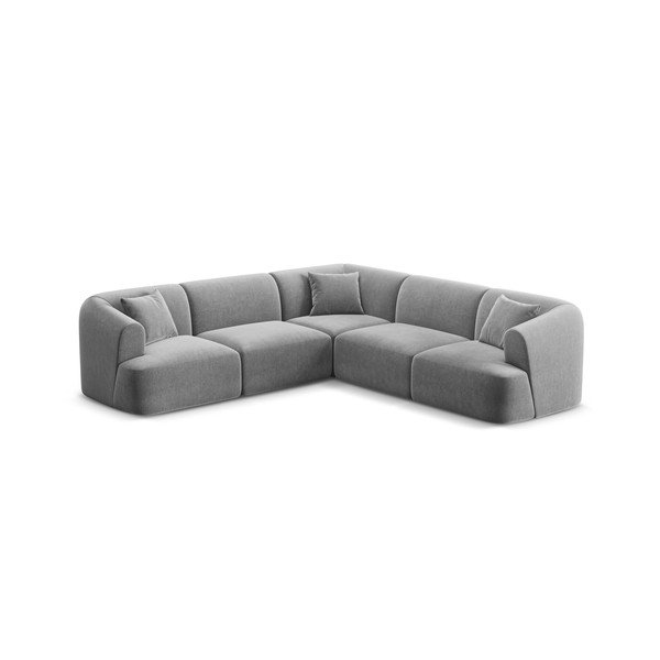 Šviesiai pilkos spalvos kampinė sofa iš velveto Campi – Cosmopolitan Design-image-2