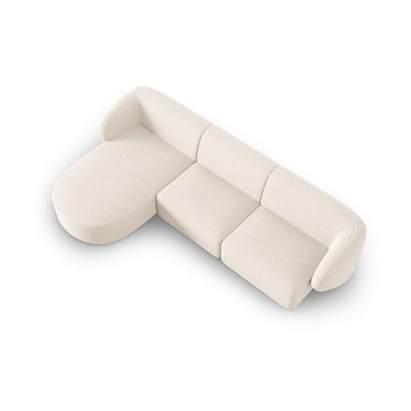 Smėlio spalvos iš šenilinio audinio kampinė sofa (su kairiuoju kampu/su gultu) Paolo – Milo Casa-image-2