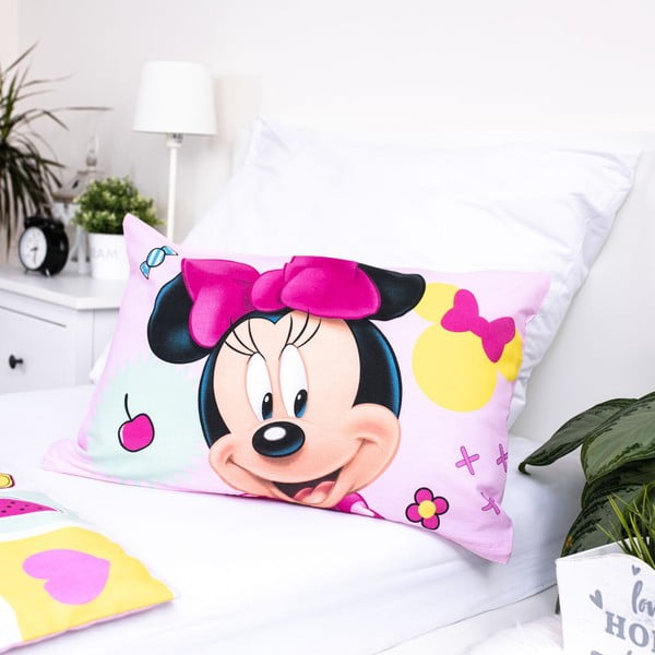 Rožinės spalvos iš medvilnės vaikiška patalynė vaikiškai lovai 100x135 cm Minnie "Sweet" – Jerry Fabrics-image-1