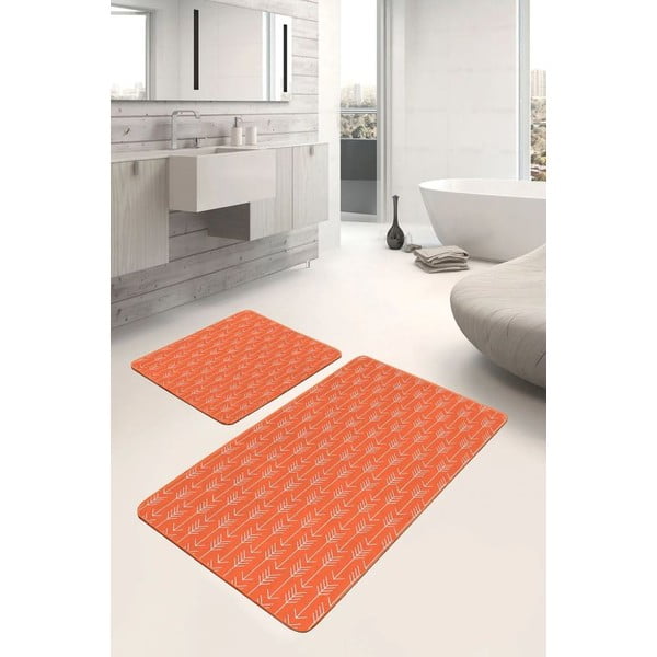 Terakotos spalvos iš velveto vonios kilimėliai 2 vnt. 60x100 cm – Mila Home-image-1
