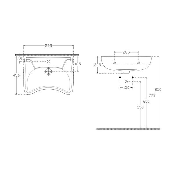 Iš keramikos praustuvas baltos spalvos 59x45,5 cm Handicap – Sapho-image-3