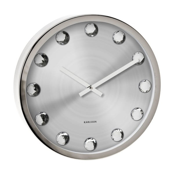 Dabartinis laikas Didelis sidabrinis laikrodis su deimantais