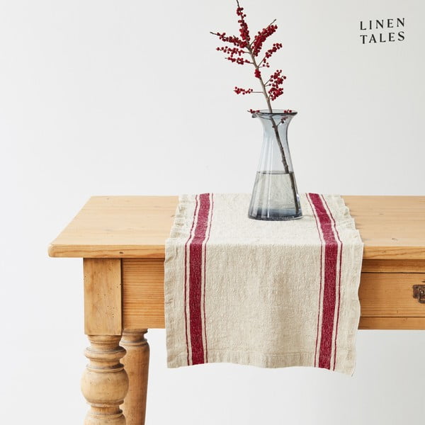 Stalo takelis iš lino 40x200 cm Red Stripe Vintage – Linen Tales