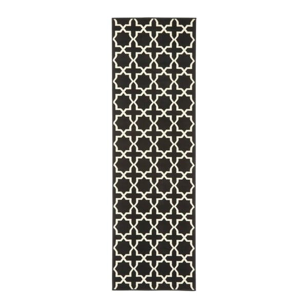 Juodas kilimas su baltomis detalėmis Hanse Home Basic Glam, 80 x 450 cm