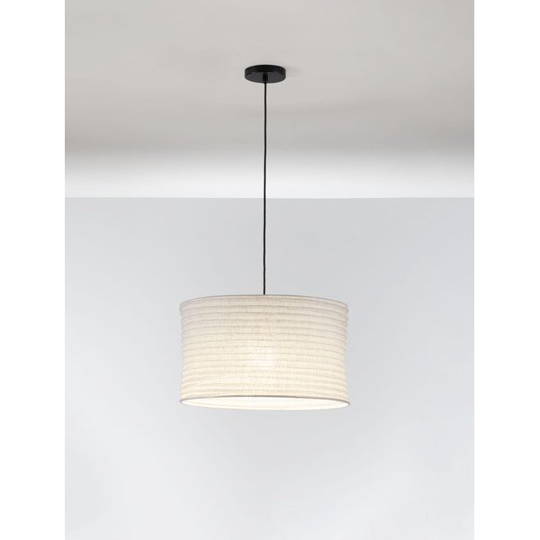 Baltos spalvos iš lino kabantis šviestuvas ø 50 cm Linnet – Nova Luce-image-2