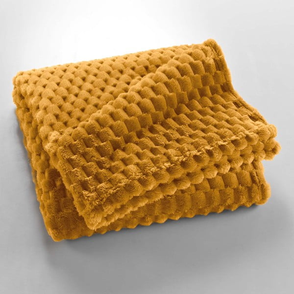 Ochros spalvos iš mikroflanelės antklodė ir pledas 125x150 cm Mini Frosty – douceur d'intérieur