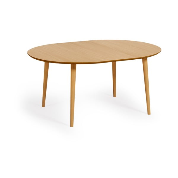 Prailginamas valgomojo stalas natūralios spalvos iš ąžuolo ø 120 cm Oqui – Kave Home-image-2