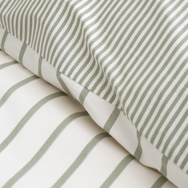 Žalios spalvos/kreminės spalvos iš medvilnės dvigulė patalynė 200x200 cm Hampton Stripe – Bianca-image-4