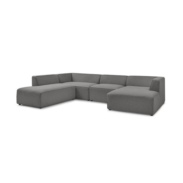 Tamsiai pilkos spalvos modulinė kampinė sofa (su kairiuoju kampu/„U“ formos) Megeve – Bobochic Paris