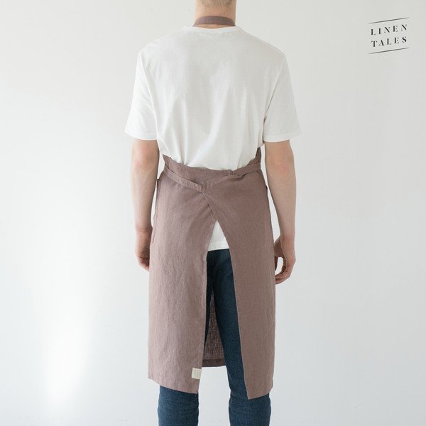 Violetinė lininė prijuostė Linen Tales Chef, 100 cm ilgio-image-2