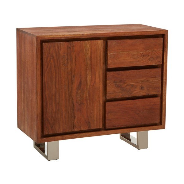 Tamsios natūralios spalvos iš akacijos masyvo šoninė spintelė 92x82x40 cm Simla – Premier Housewares