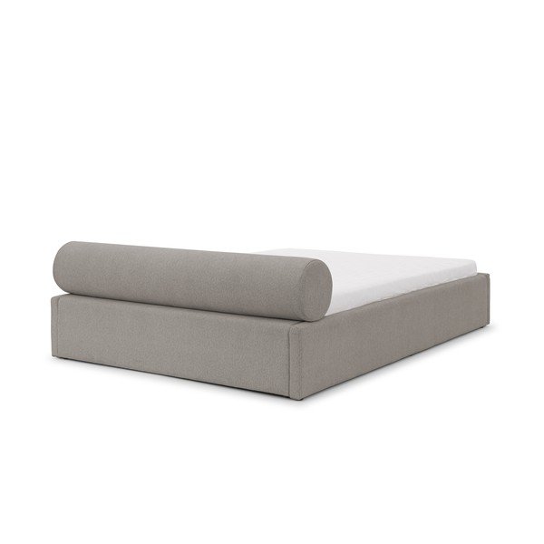 Šviesiai pilkos spalvos dvigulė lova audiniu dengta su sandėliavimo vieta su lovos grotelėmis 140x200 cm Cille – Ropez-image-3