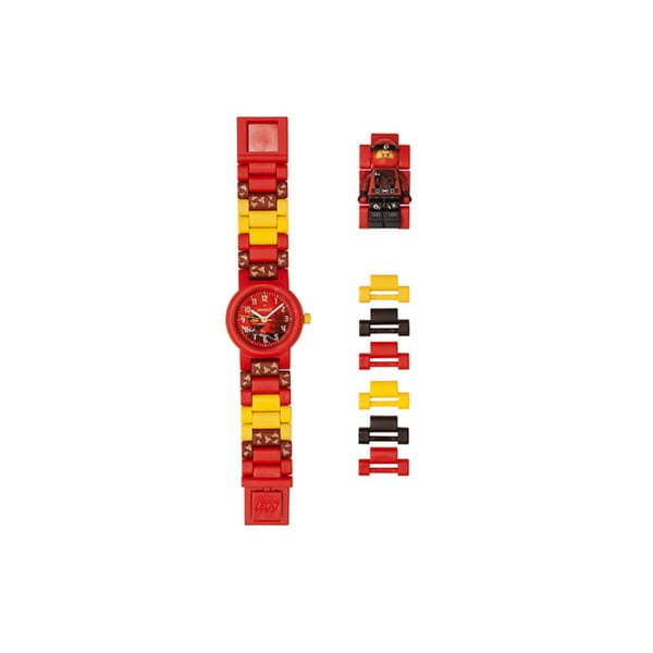 Raudonos ir geltonos spalvų laikrodis su LEGO® Ninjago Kai figūrėle