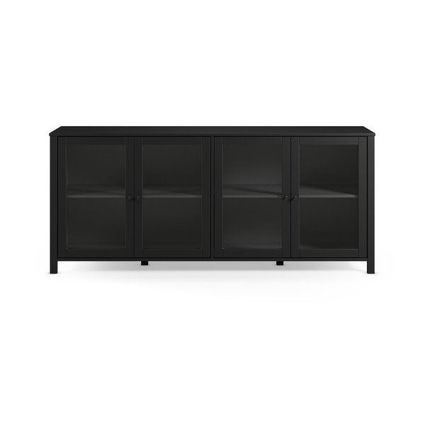Juodos spalvos iš pušies masyvo vitrina 186x80x40 cm Alessandra – Marckeric-image-2