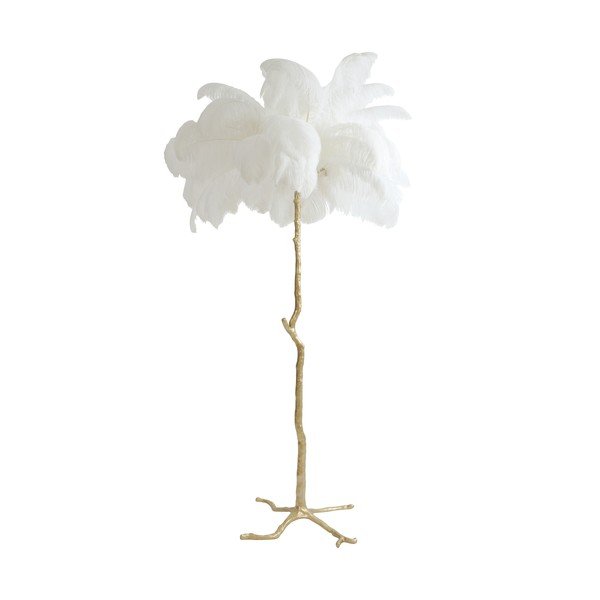 Pastatomas šviestuvas baltos spalvos/auksinės spalvos (aukštis 180 cm) iš plunksnų Feather – Light & Living-image-3