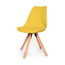 2 geltonų kėdžių su bukmedžio pagrindu rinkinys Bonami Essentials Gina