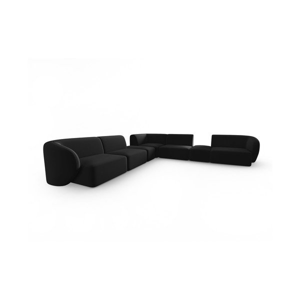 Juodos spalvos iš velveto kampinė sofa Paolo – Milo Casa