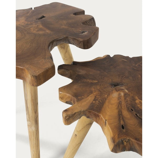 Iš tikmedžio masyvo šoniniai stalai 2 vnt. 50x60 cm Hattie – Kave Home-image-1