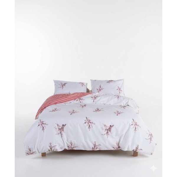 Baltos spalvos/rožinės spalvos iš ranforce medvilnės dvigulė/itin ilga patalynė 240x220 cm Breeze Floral – Mila Home Luxury