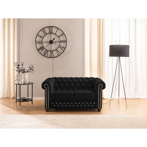 Juodos spalvos sulankstoma sofa iš velveto 148 cm York Blik – Ropez-image-1