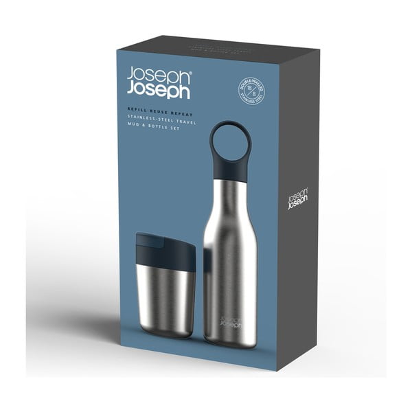Kelioninis nerūdijančio plieno butelių ir puodelių rinkinys Loop&Sipp - Joseph Joseph-image-4