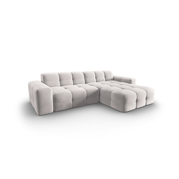 Šviesiai pilka aksominė kampinė sofa (dešinysis kampas) Kendal - Micadoni Home-image-3