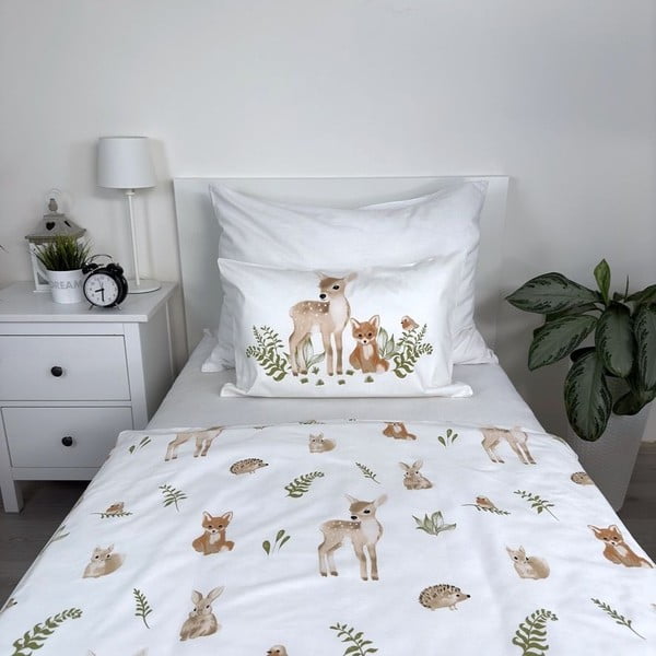 Baltos spalvos/rudos spalvos iš medvilnės vaikiška patalynė vaikiškai lovai 100x135 cm Forest Animals – Jerry Fabrics-image-2