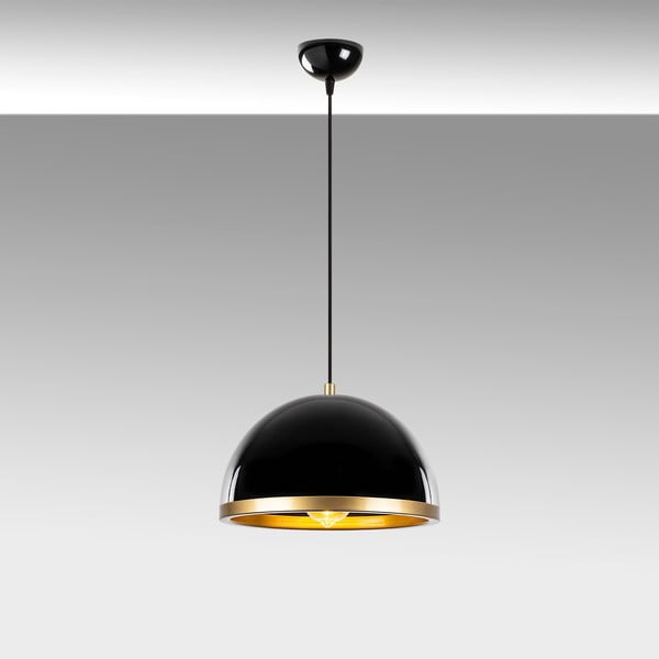 Kabantis šviestuvas juodos spalvos/auksinės spalvos ø 30 cm su metaliniu gaubtu Ferenci – Opviq lights