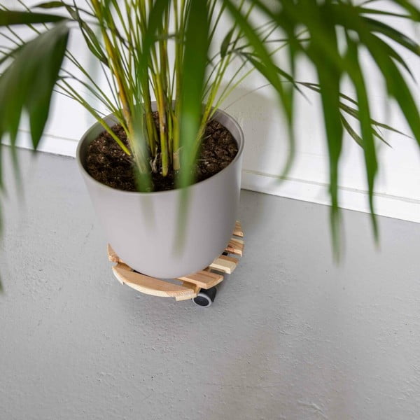 Iš medžio mobilus stovas gėlių vazonui ø 29 cm (aukštis 8 cm) Indoor – Esschert Design-image-1