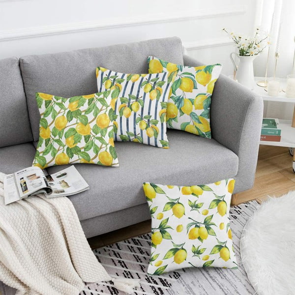 Dekoratyviniai pagalvių užvalkalai 4 vnt. 43x43 cm Lemons – Mila Home-image-2