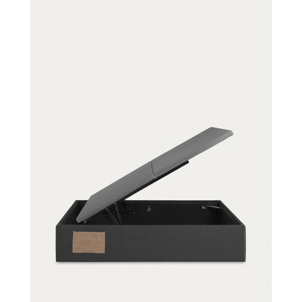 Juodos spalvos dvigulė lova audiniu dengta su sandėliavimo vieta 160x200 cm Matters – Kave Home-image-4