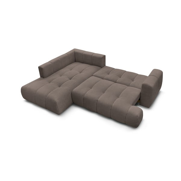 Taupe spalvos sulankstoma/su sandėliavimo vieta kampinė sofa (su kairiuoju kampu/„L“ formos) Fuji – Bobochic Paris-image-4