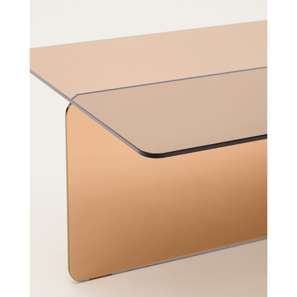 Rudos spalvos iš stiklo kavos staliukas 60x120 cm Zaren – Kave Home-image-3