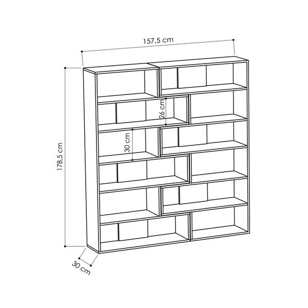 Kampinė ąžuolo medienos knygų spinta "Molly N 4-image-2