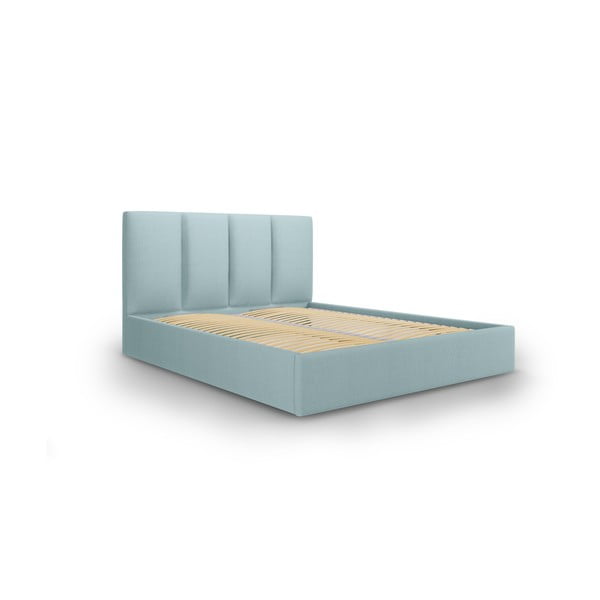 Šviesiai mėlyna dvigulė lova Mazzini Beds Juniper, 160 x 200 cm