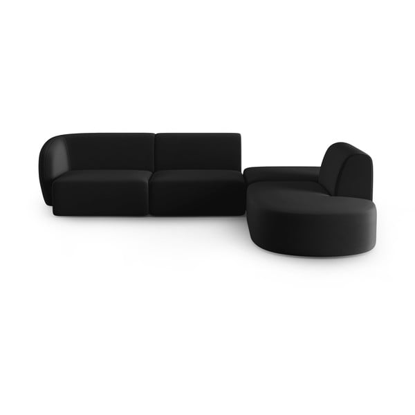 Juodos spalvos iš velveto kampinė sofa (su dešiniuoju kampu/„L“ formos) Paolo – Milo Casa