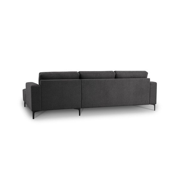 Antracito spalvos kampinė sofa iš šenilinio audinio (su dešiniuoju kampu/su gultu) Fabian – Scandic-image-3