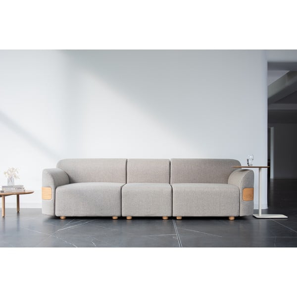 Šviesiai pilkos spalvos sofos modulis (centrinė dalis), pagamintas iš vilnos ir lino mišinio Hugg - Gazzda-image-1
