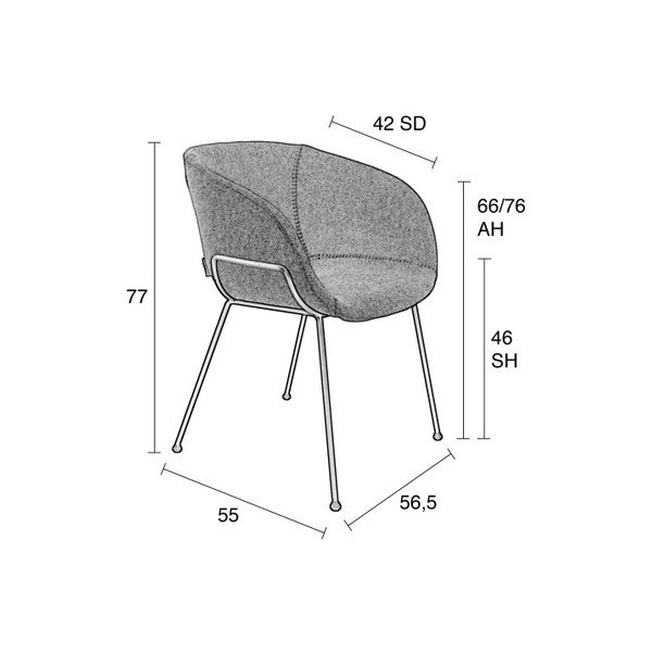 2 rudų kėdžių rinkinys Zuiver Feston-image-3