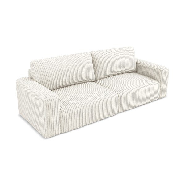 Kreminės spalvos sulankstoma/su sandėliavimo vieta sofa iš kordinio velveto 252 cm Kona – Makamii-image-3